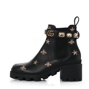 GUCCI Star and Bee Embroidered ankle boots SIZE 41